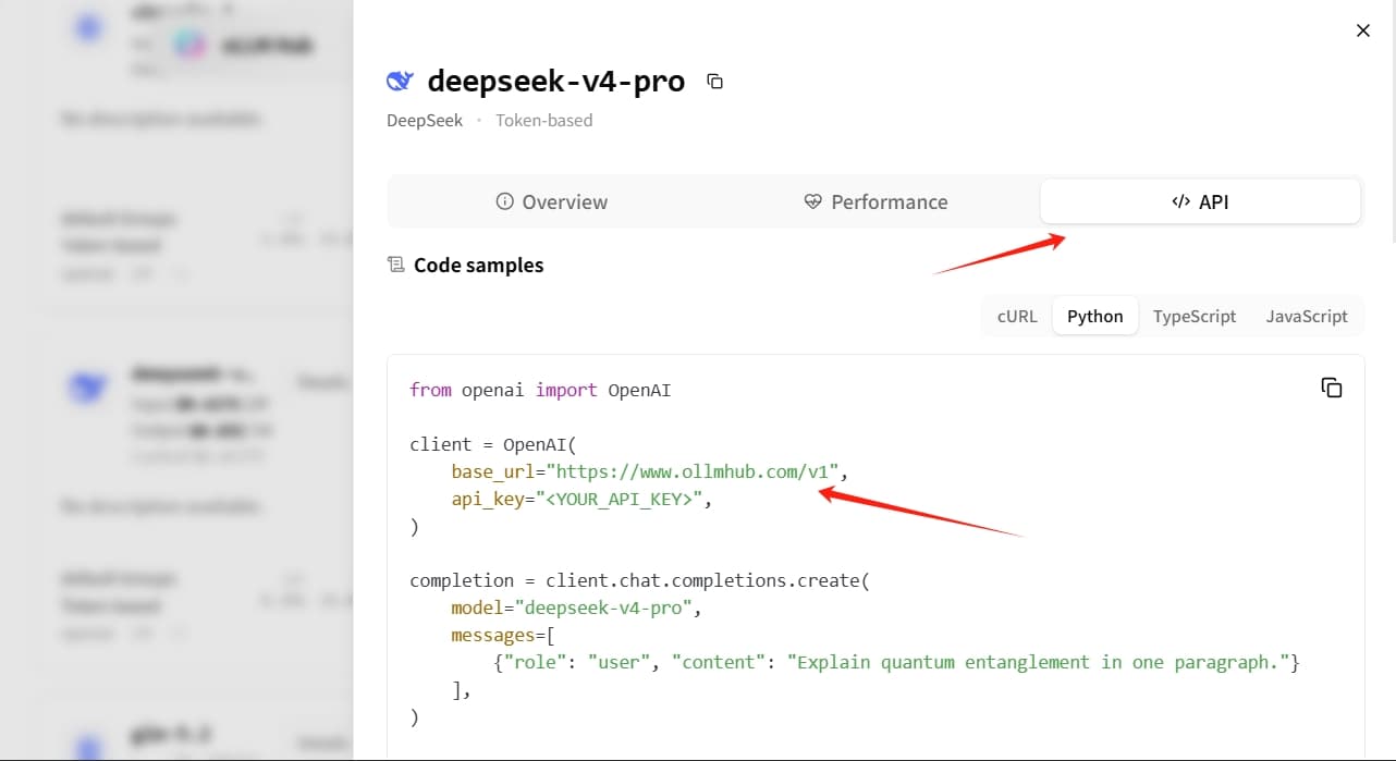 Homepage API address copy area