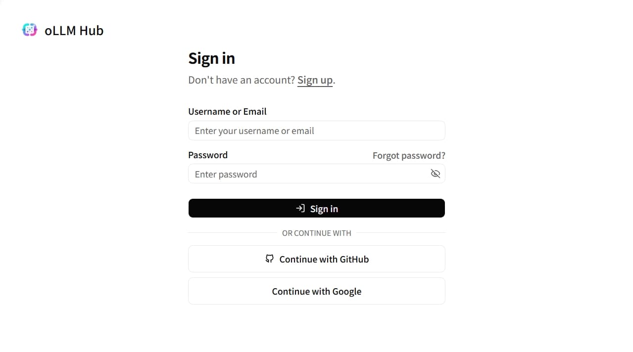 Login page