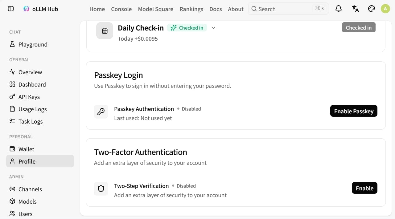 Passkey settings section