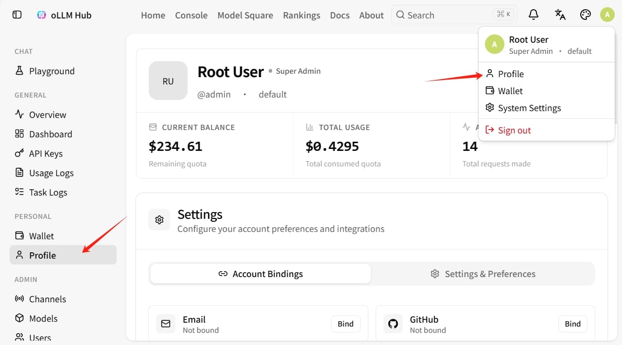 Personal info page
